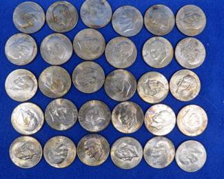 Lot 400. 30 non-silver Eisenhower dollar coins. Most are bicentennial