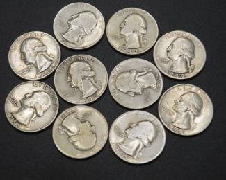 Lot 415. Ten silver Washington Quarters