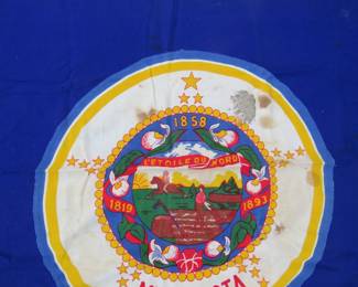 Lot 119. 3' x 5' Minnesota state flag in poor condition