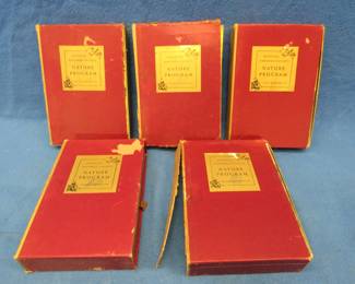 Lot 281. Mid 1960s National Audubon Society Nature Program booklets and a wicker basket