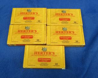 Lot 360. Five boxes of 20 each (100 total) Herter's .233 Remington rounds