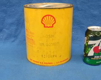 Lot 74. Unopened 6.6 lb. metal can of Shell grease