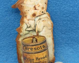 Lot 276. Embossed match stick holder missing the bottom with advertising for Ceresota Bread Flour