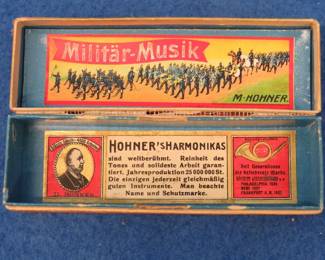 Lot 347. Hohner Militar-Musik harmonica box. Box only.