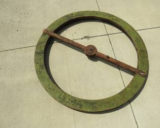 Lot 150. Large wooden wheel. Unknown use. 37" diameter