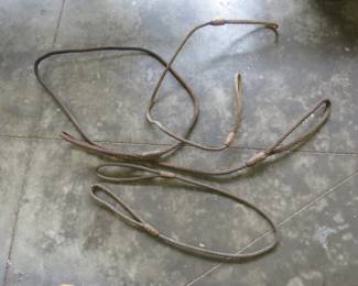 Lot 75. 3 steel cables with loops on both ends. Two 5' with 1/2" cable and one 10' with 5/8" cable.