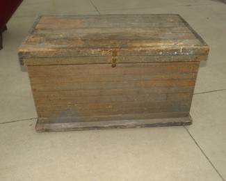 Lot 64. Antique wooden storage chest. 33" x 19 1/2" x 19"