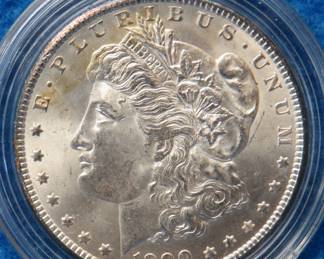 Lot 228. 1900 P Morgan silver dollar: All coins from this set are being sold individually in this auction.