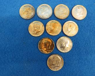 Lot 93. Ten 40% silver Kennedy half dollars