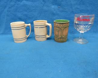 Lot 195. Hamm's goblet and three stoneware cups