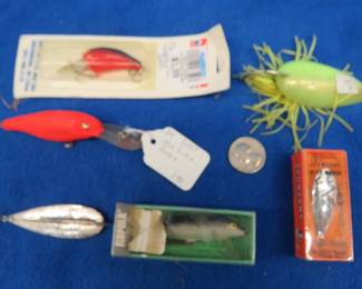 Lot 398. Bag 'O Baits including a Rapala 2 1/2" Countdown and a 1 1/2" Johnson Silver Minnow in the boxes, and more
