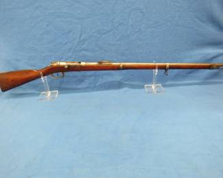 Lot 11. Amberg Arsenal Mauser Model 1871 11mm bolt-action rifle. SN 22786. First model Mauser rifle ever produced. Made in 1877. Matching serial numbers in multiple locations including screws. Very good condition. Ammo in lot #19.