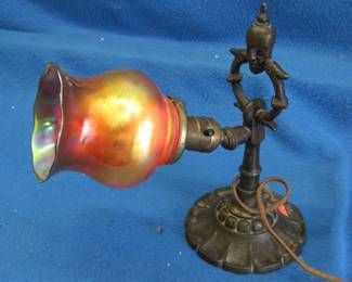 Lot 46. Antique 7159B Rembrandt Genie cast iron lamp with globe