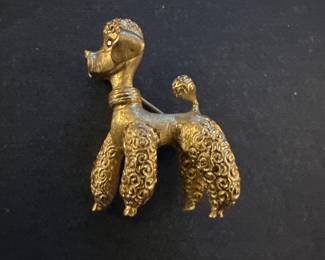 Vintage 50s poodle brooch pin