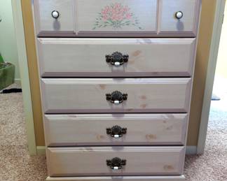 Five Drawer Dresser with Floral Design