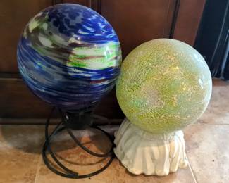 Spherical Gazing Balls On Stands, Qty 2