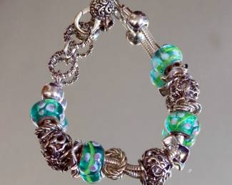 Sterling Silver Jewelry Including Pendants, Qty 2 And Earrings And Brighton Charm Bracelet, Murano Style Cross Pendant, Earrings And More