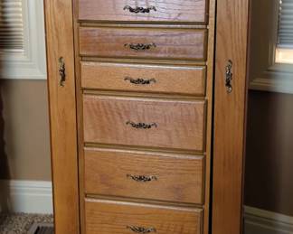 Wood Jewelry Armoire Including Costume Jewelry, Various Styles