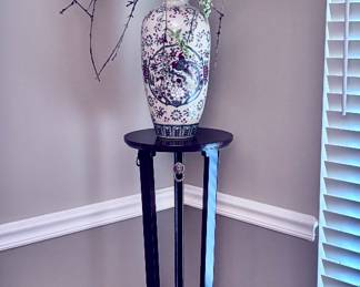 Pedestal, Vase and Faux Floral