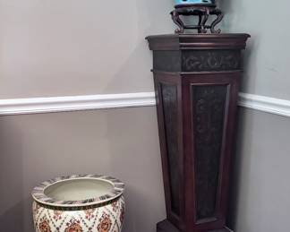 Fish Basin Planter, Pedestal and Ginger Jar