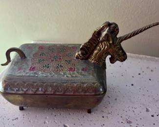 Unicorn Brass Trinket Box