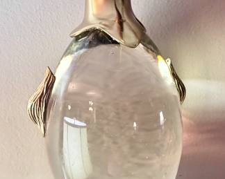 Large Vintage Brass and Glass Penguin Statue