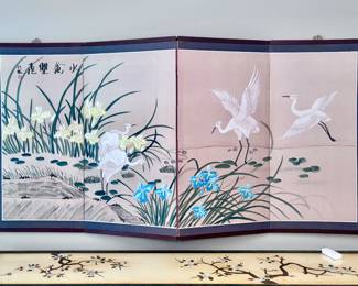 Hand Painted 4 Panel Screen