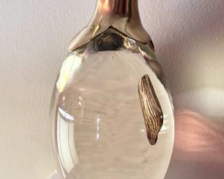 Large Vintage Brass and Glass Penguin Statue