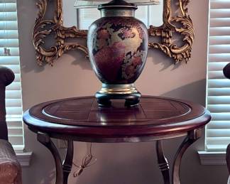 Round Accent Table and Table Lamp