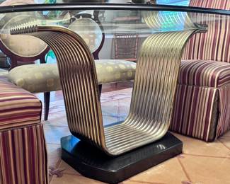 Glass and Brass Dining Table