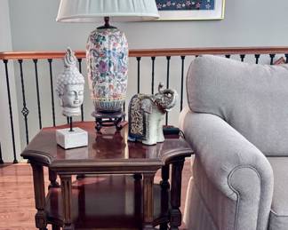 Buddha, End Table Lamp and Elephant