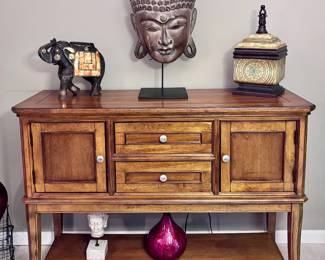 Buffet, Buddha Statue and Decor