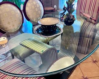 Glass and Brass Dining Table 