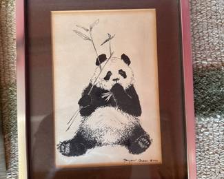 drawing of Ling-Ling, a giant panda who resided at the National Zoological Park in Washington D.C. 