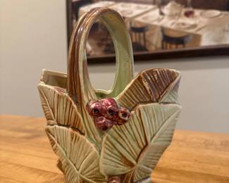 McCoy Pottery Basket palm leaf and berry design 