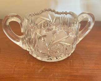 Vintage Cut Glass Sugar Bowl 