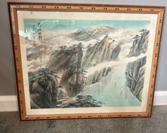 framed chinese landscape painting 