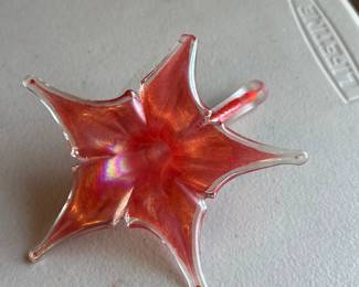murano glass red flower 