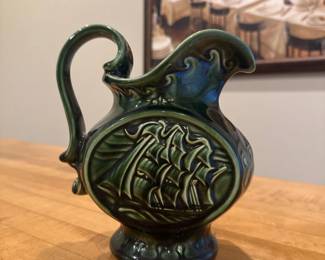 vintage McCoy pottery green nautical Themed pitcher 