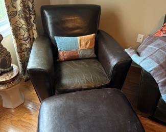 Leather Club Chair and Ottoman 
