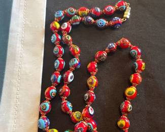 Murano Glass Millifiori Beaded Necklace 