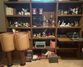 Vintage lamps, CB radios, lots of statues, German steins