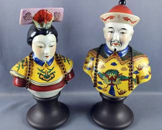 Hand Painted Porcelain Bust Figures