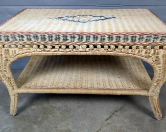 Wicker Coffee Table with Shelf