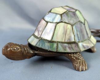 Tiffany Style Stained Glass Turtle Accent Lamp