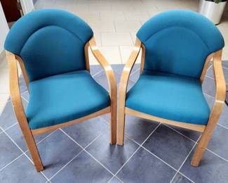 Kimball International Wood Framed Upholstered Reception Chairs, Qty 2