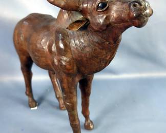Leather Wrapped Water Buffalo Figurine