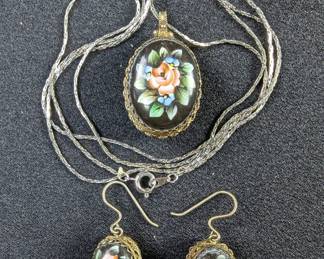 Floral Necklace and Earring Set