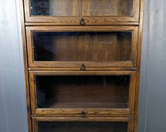 Four-Tier Wood Barrister Bookcase with Glass Fronts