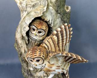 Porcelain Barred Owl Decanter